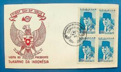 Envelope FDC 1959 Presidente da Indonesia Sukarno Quadra CBC RJ
