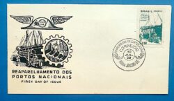 Envelope FDC 1959 Reaparelhamento dos Portos Navio Empilhadeira CBC RJ 1