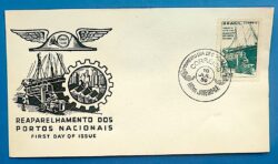 Envelope FDC 1959 Reaparelhamento dos Portos Navio Empilhadeira CBC RJ 2