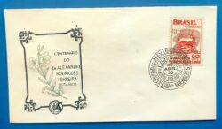 Envelope PVT 1956 Centenario Alexandre Rodrigues Ferreira Botanica Mococa Brasao CPD RJ 2