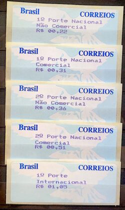 SE 07 a 11 Selo Etiqueta Automato Pomba Branca Fundo Azul 1997