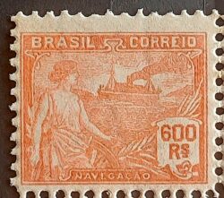 Selo Regular RHM 237 Vovo Navegacao Navio 600 Reis Filigrana F 1924