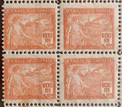 Selo Regular RHM 237 Vovo Navegacao Navio 600 Reis Filigrana F 1924 Quadra