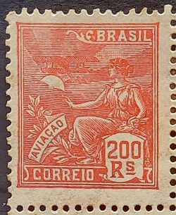 Selo Regular RHM 281 Vovo Aviacao Aviao 200 Reis Filigrana K 1931 MH