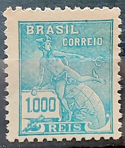 Selo Regular RHM 333 Vovo Mercurio e Globo 1000 Reis Filigrana P 1940