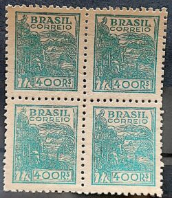 Selo Regular RHM 390 Netinha Trigo Gastronomia 400 Reis Filigrana O 1942 Quadra