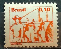 Selo Regular RHM 557 Profissao Carreiro Boi Vaca 1977