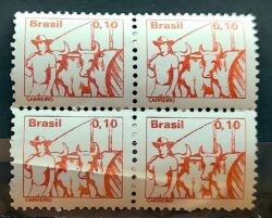 Selo Regular RHM 557 Profissao Carreiro Boi Vaca 1977 Quadra