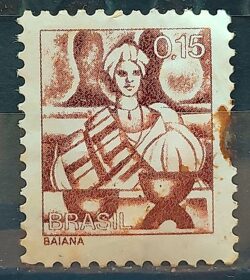 Selo Regular RHM 558 Profissao Baiana Bahia Mulher 1976 Circulado 1