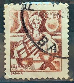 Selo Regular RHM 558 Profissao Baiana Bahia Mulher 1976 Circulado 2