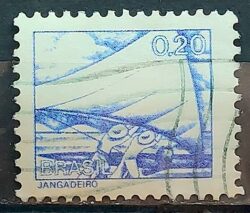 Selo Regular RHM 559 Profissao Jangadeiro Jangada Navio 1976 Circulado 4