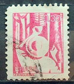 Selo Regular RHM 560 Profissao Seringueiro Borracha 1976 Circulado 1