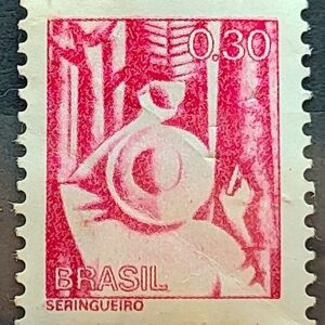 Selo Regular RHM 560 Profissao Seringueiro Borracha 1976 Circulado 2