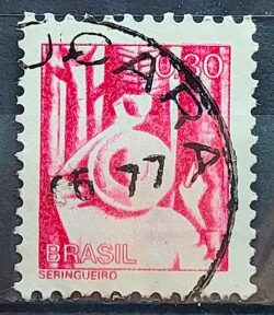 Selo Regular RHM 560 Profissao Seringueiro Borracha 1976 Circulado 5