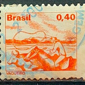 Selo Regular RHM 561 Profissao Vaqueiro Cavalo 1977 Circulado 1