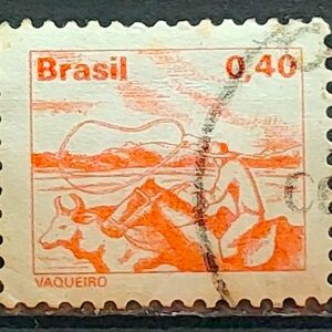 Selo Regular RHM 561 Profissao Vaqueiro Cavalo 1977 Circulado 2