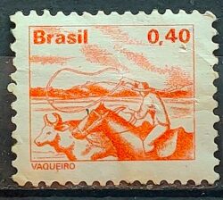 Selo Regular RHM 561 Profissao Vaqueiro Cavalo 1977 Circulado 4