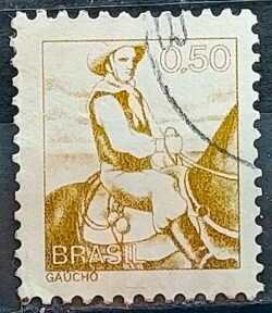 Selo Regular RHM 562 Profissao Gaucho Cavalo 1979 Circulado 3