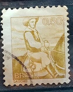 Selo Regular RHM 562 Profissao Gaucho Cavalo 1979 Circulado 4