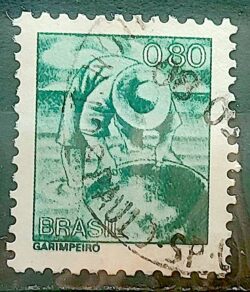 Selo Regular RHM 563 Profissao Garimpeiro Ouro 1976 Circulado 1