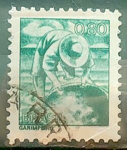 Selo Regular RHM 563 Profissao Garimpeiro Ouro 1976 Circulado 2