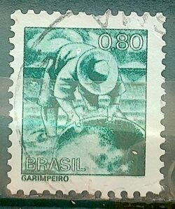 Selo Regular RHM 563 Profissao Garimpeiro Ouro 1976 Circulado 3