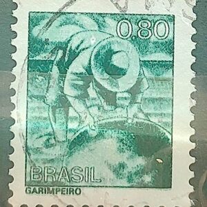 Selo Regular RHM 563 Profissao Garimpeiro Ouro 1976 Circulado 3