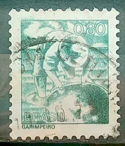 Selo Regular RHM 563 Profissao Garimpeiro Ouro 1976 Circulado 4