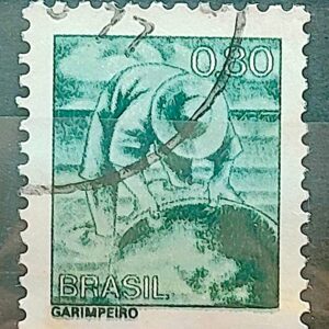 Selo Regular RHM 563 Profissao Garimpeiro Ouro 1976 Circulado 5