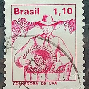 Selo Regular RHM 565 Profissao Colhedora de Uva Mulher 1977 Circulado 2