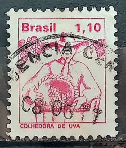 Selo Regular RHM 565 Profissao Colhedora de Uva Mulher 1977 Circulado 3