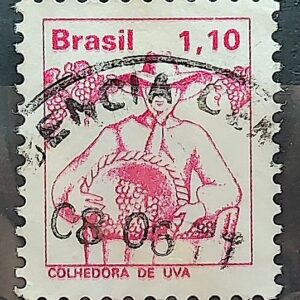 Selo Regular RHM 565 Profissao Colhedora de Uva Mulher 1977 Circulado 3