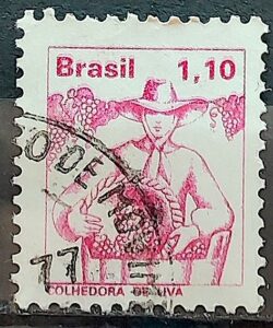 Selo Regular RHM 565 Profissao Colhedora de Uva Mulher 1977 Circulado 4