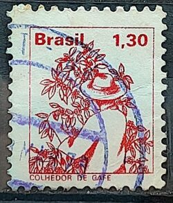 Selo Regular RHM 566 Profissao Colhedor de Cafe 1977 Circulado 1