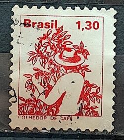 Selo Regular RHM 566 Profissao Colhedor de Cafe 1977 Circulado 2