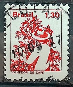 Selo Regular RHM 566 Profissao Colhedor de Cafe 1977 Circulado 3