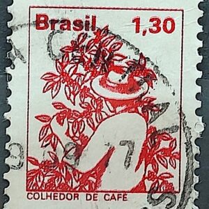 Selo Regular RHM 566 Profissao Colhedor de Cafe 1977 Circulado 4