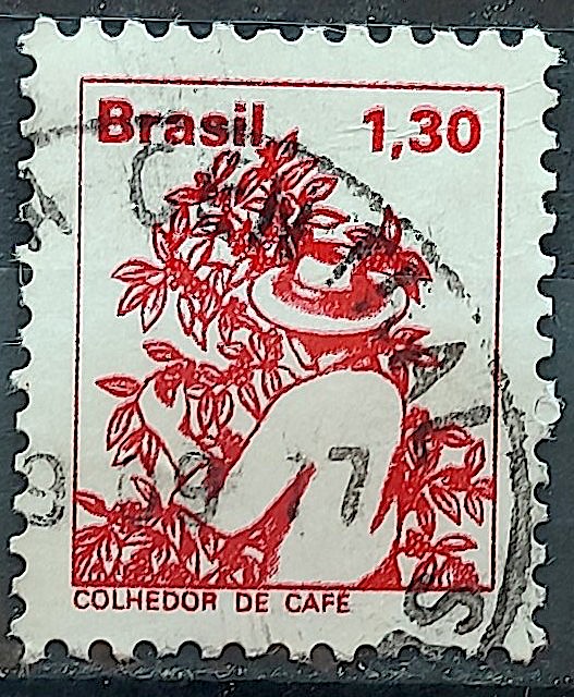 Selo Regular RHM 566 Profissao Colhedor de Cafe 1977 Circulado 4