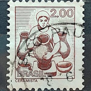 Selo Regular RHM 567 Profissao Ceramista Artesanato Mulher 1977 Circulado 1