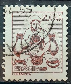 Selo Regular RHM 567 Profissao Ceramista Artesanato Mulher 1977 Circulado 5