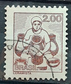 Selo Regular RHM 567 Profissao Ceramista Artesanato Mulher 1977 Circulado 6