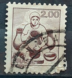 Selo Regular RHM 567 Profissao Ceramista Artesanato Mulher 1977 Circulado 7