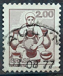 Selo Regular RHM 567 Profissao Ceramista Artesanato Mulher 1977 Circulado 8