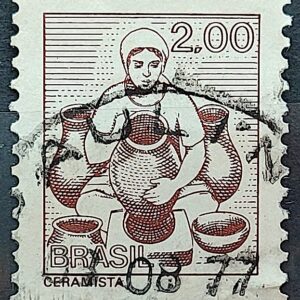 Selo Regular RHM 567 Profissao Ceramista Artesanato Mulher 1977 Circulado 8