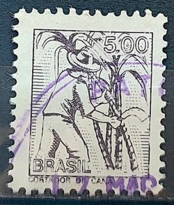 Selo Regular RHM 568 Profissao Cortador de Cana Acucar 1977 Circulado 1