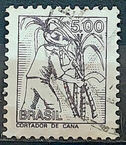 Selo Regular RHM 568 Profissao Cortador de Cana Acucar 1977 Circulado 2