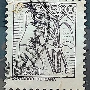 Selo Regular RHM 568 Profissao Cortador de Cana Acucar 1977 Circulado 3