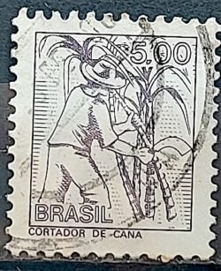 Selo Regular RHM 568 Profissao Cortador de Cana Acucar 1977 Circulado 4