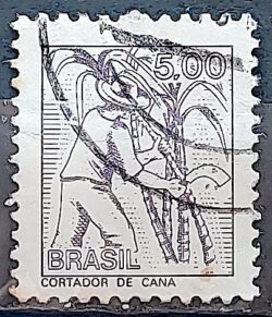 Selo Regular RHM 568 Profissao Cortador de Cana Acucar 1977 Circulado 7