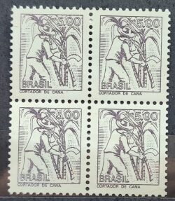 Selo Regular RHM 568 Profissao Cortador de Cana Acucar 1977 Quadra